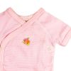 Petit Bateau. Rosa og hvid stribet slå-om body, kort ærme, udsnit