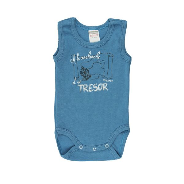 Absorba. Body uden ærmer i petrol blå med print