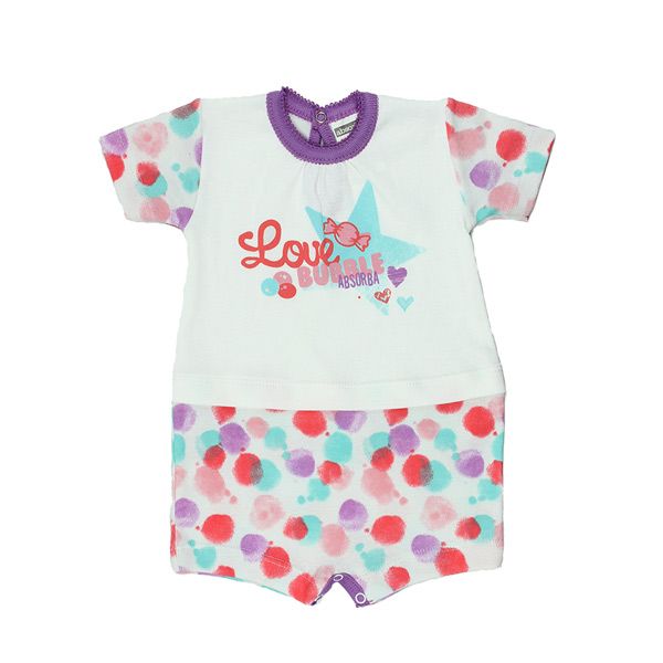 Absorba. Body sommerdragt med korte ærmer i hvid og lilla