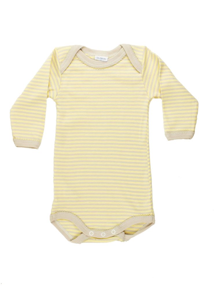 Petit Bateau. Nougat og gul stribet body