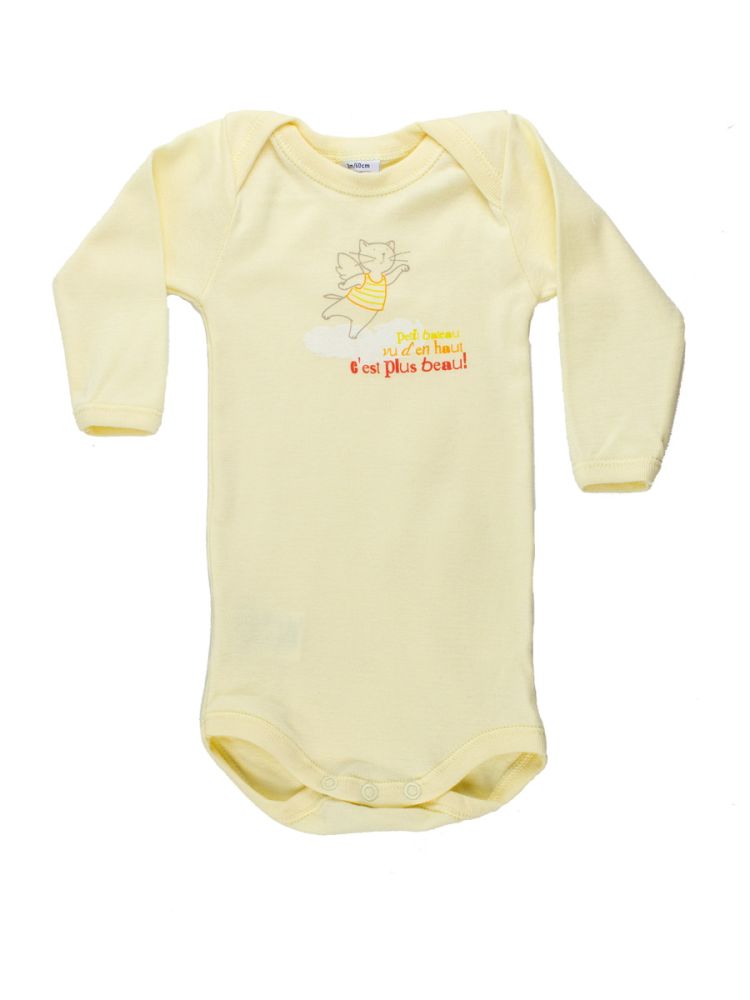 Petit Bateau. Gul body med flyvende kat