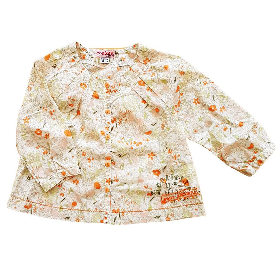 Confetti by Absorba. Lysegrøn og orange blomstret babykjole