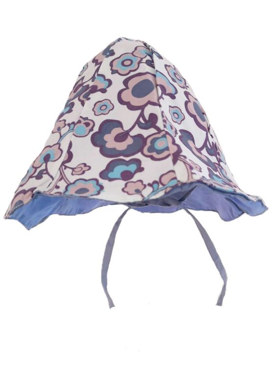 Mini A Ture. Blå og lilla blomsterprint på solhat