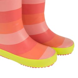 Mikk-Line. Gummistøvler - stribet orange og coral, udsnit