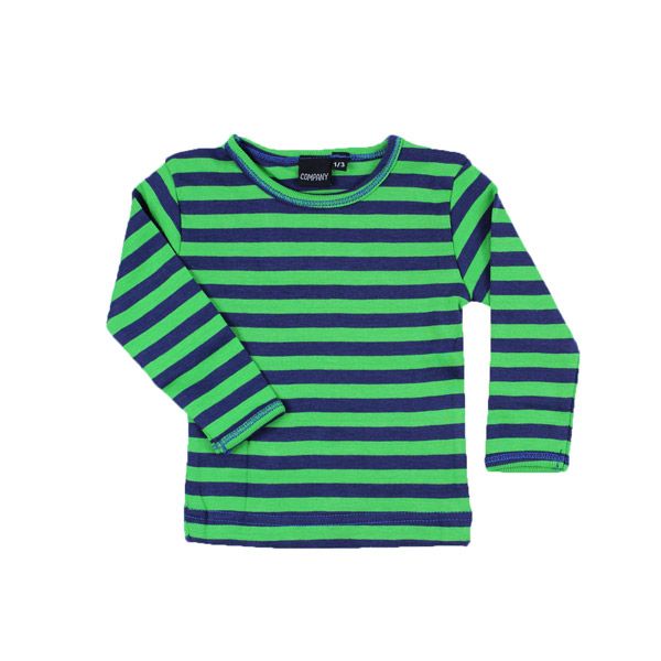 Company. Stribet babybluse i æblegrøn og marineblå