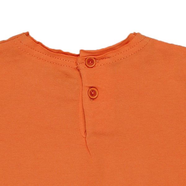 Confetti by Absorba. Orange baby bluse med rå kanter, udsnit bag