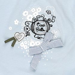 Confetti by Absorba. Baby pigebluse, lyseblå med pufærmer,  print