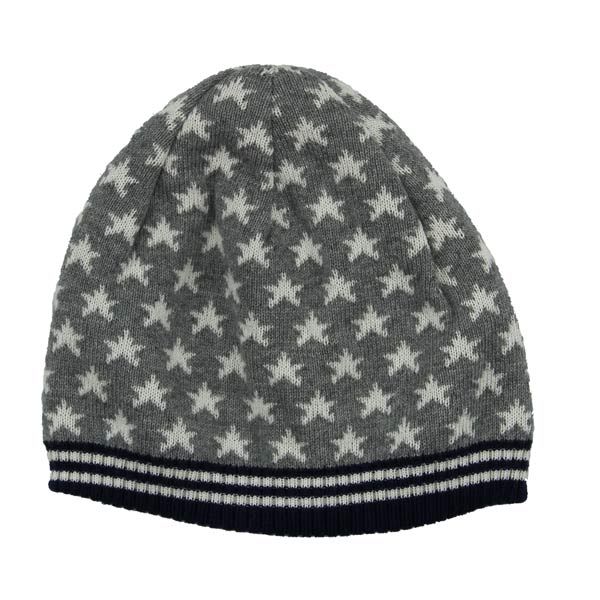 MP. Grå strikket tophue med stjerner