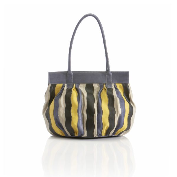 Nova Bags Stor skuldertaske - multistribet i gul og grå
