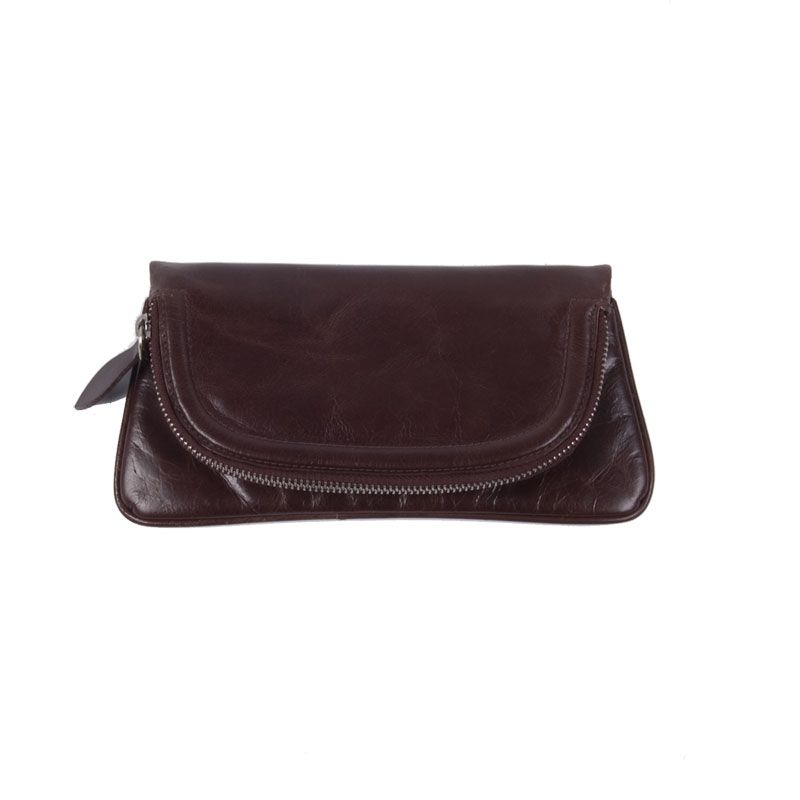 Pia Ries - Clutch / kuverttaske, brunt skind