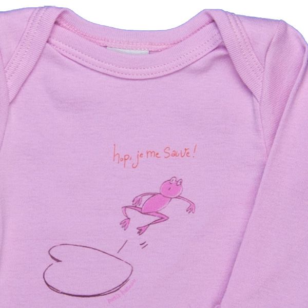 Petit Bateau. Rosa body med pink frø, udsnit 