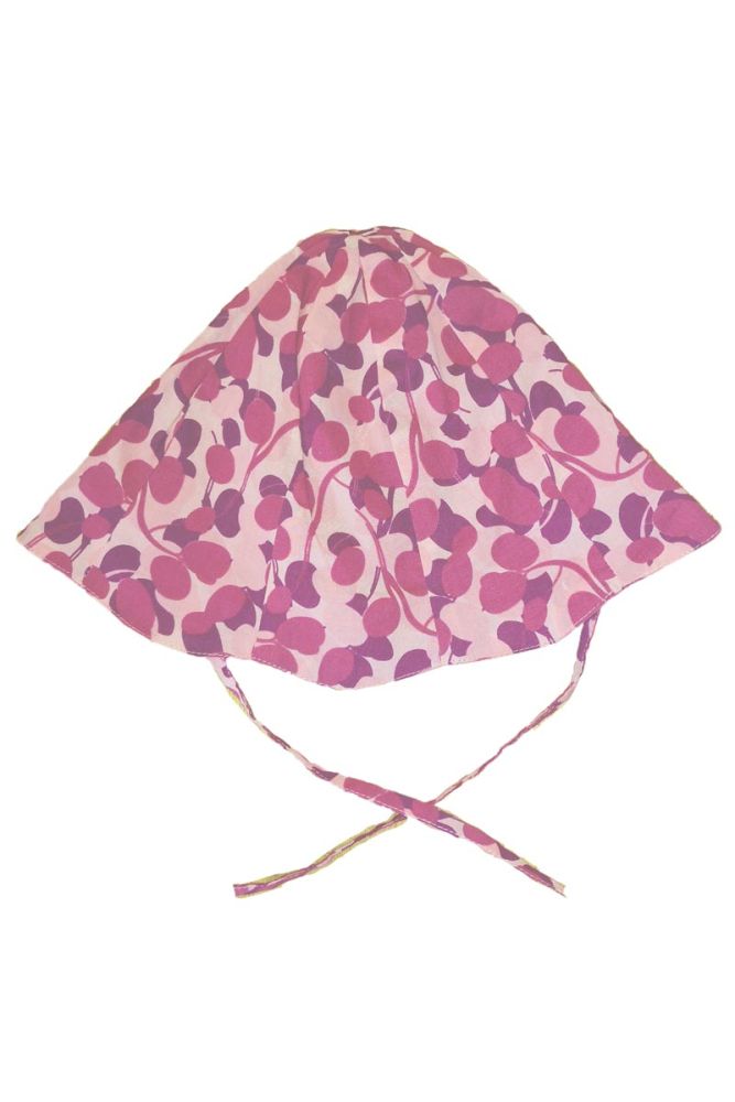 Mini a Ture. Rødlilla klokkeformet sommerhat, bag