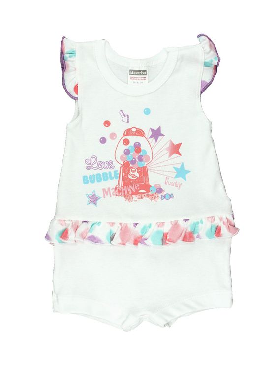 Absorba. Hvid body dragt med flæsekanter