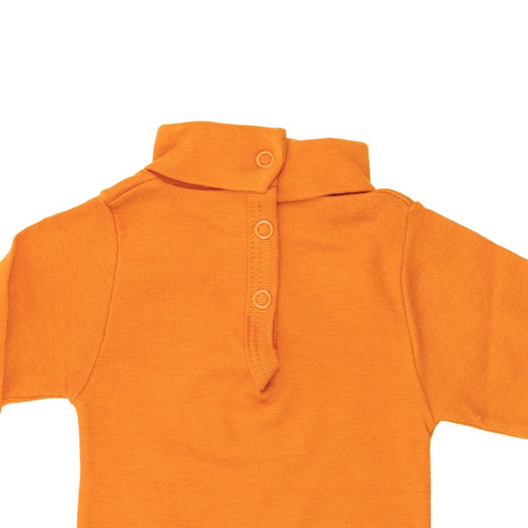 Petit Bateau. Cognacfarvet body med lille rullekrave udsnit
