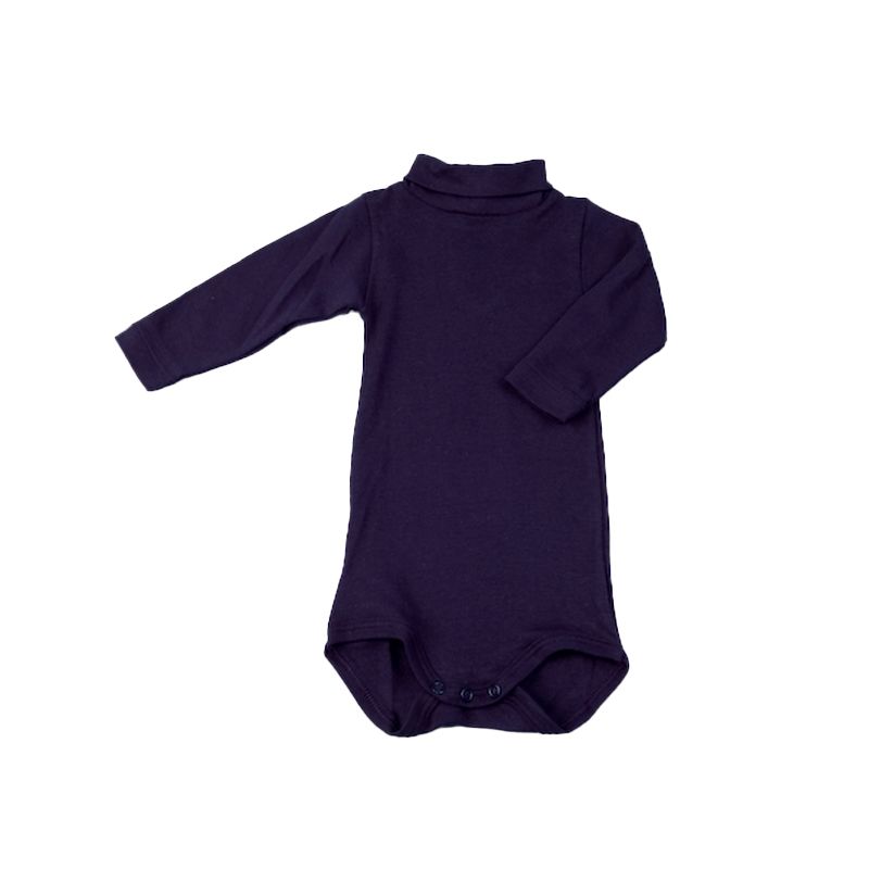 Petit Bateau. Marineblå langærmet body med lille rullekrave