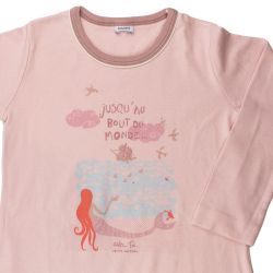 Petit Bateau. Natkjole, støvet rosa, med havfrue, udsnit 