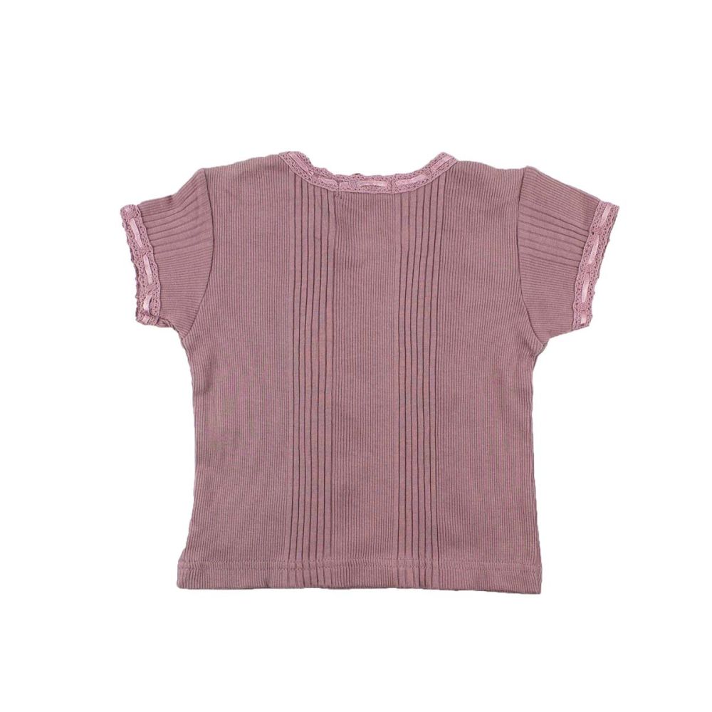 Confetti by Absorba. Pigebluse i lys lavendel med silkebånd, bagfra