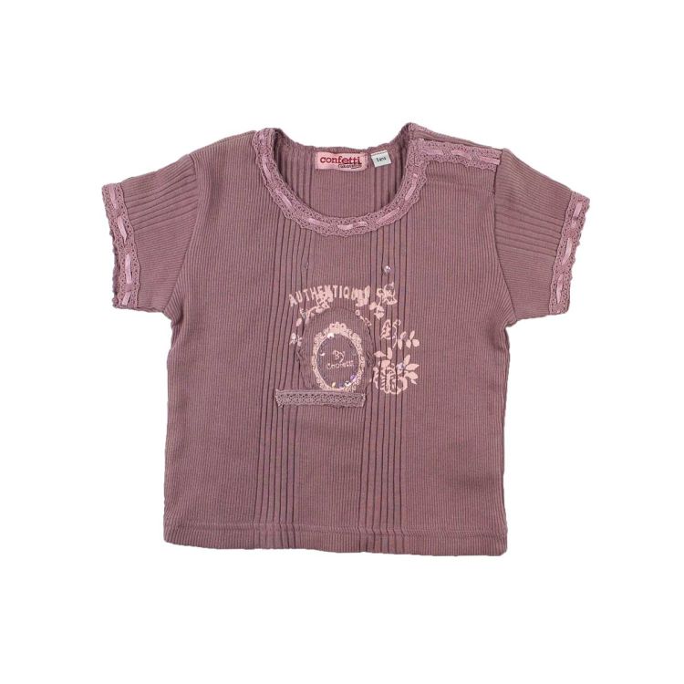 Confetti by Absorba. Pigebluse i lys lavendel med silkebånd