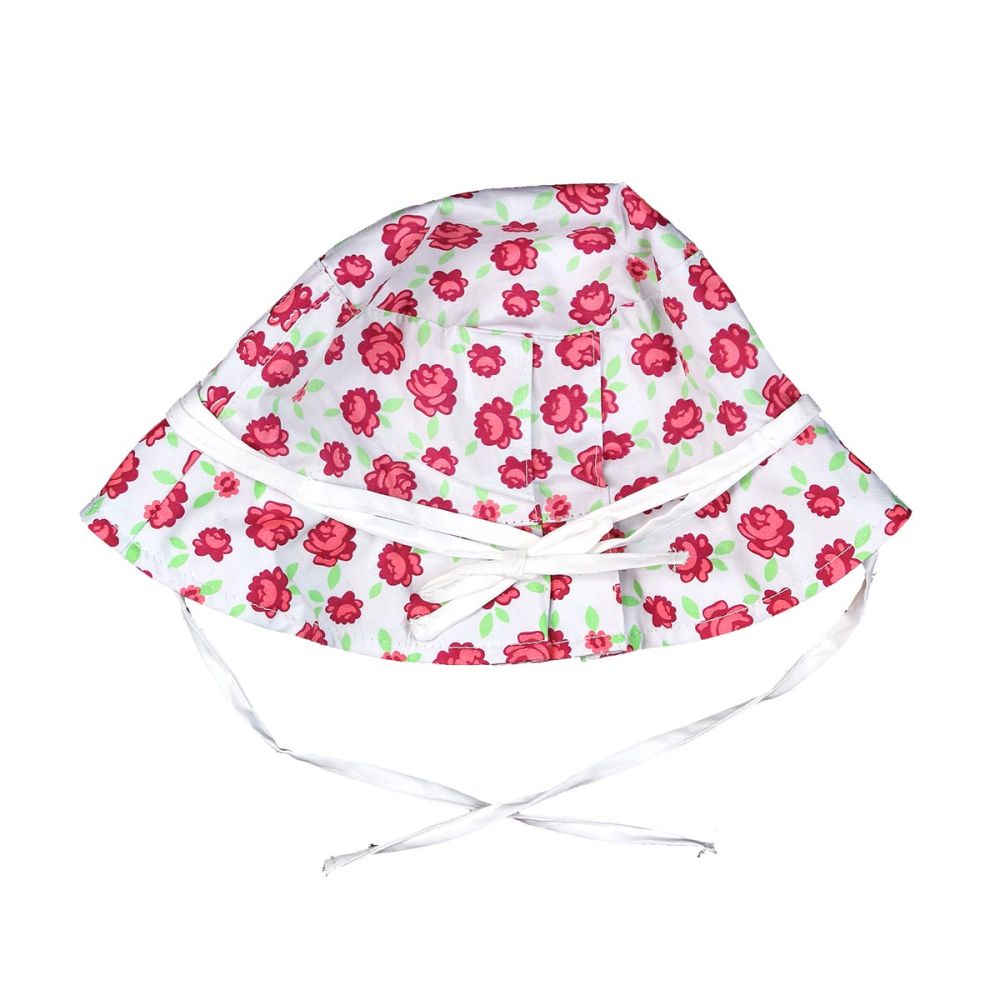 Blueprint barriere bringe handlingen Decoy Kids. Blomstret sommerhat - hvid med røde blomster