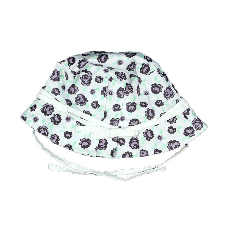 Decoy Kids. Solhat med lilla blomster og bindebånd