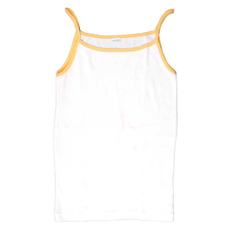 Petit Bateau. Hvid Undertrøje / chemisetop  med gule kanter