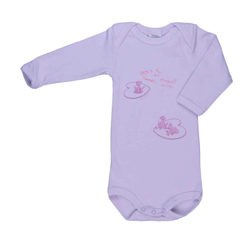 Petit Bateau. Lyslilla body med pink frøer