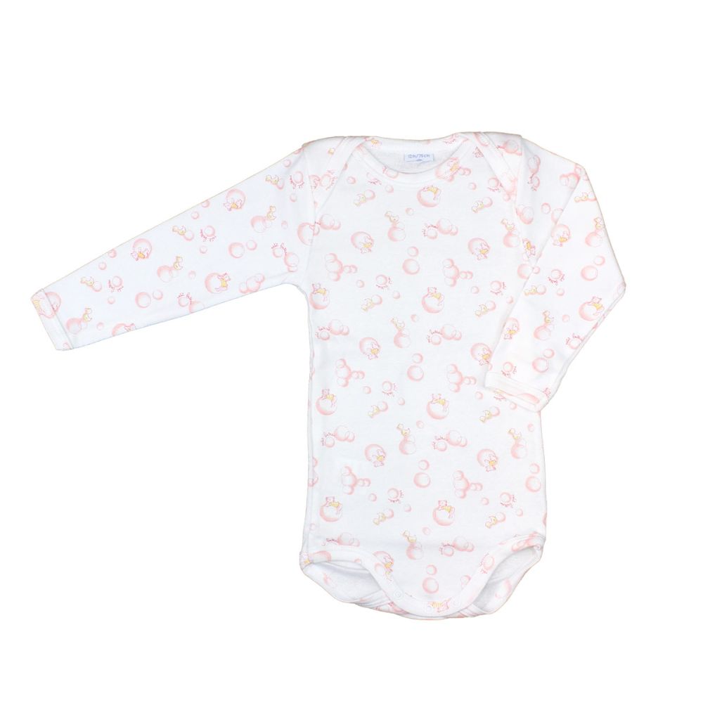 Petit Bateau. Hvid body med rødt bobleprint