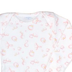Petit Bateau. Hvid body med rødt bobleprint udsnit