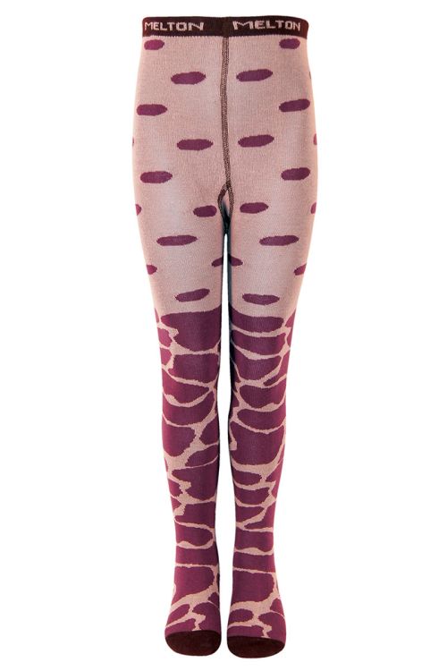 Melton. Strømpebukser med girafprint i lilla farver