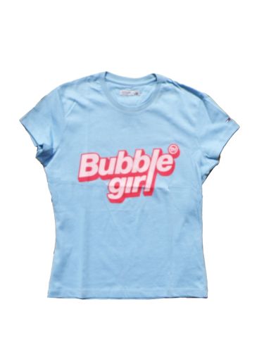 Tommy Hilfiger. Mellemblå T-shirt med Bubble Girl print