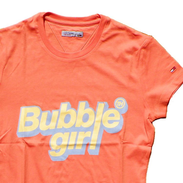 Tommy Hilfiger. Orange T-shirt med Bubble Girl print, udsnit