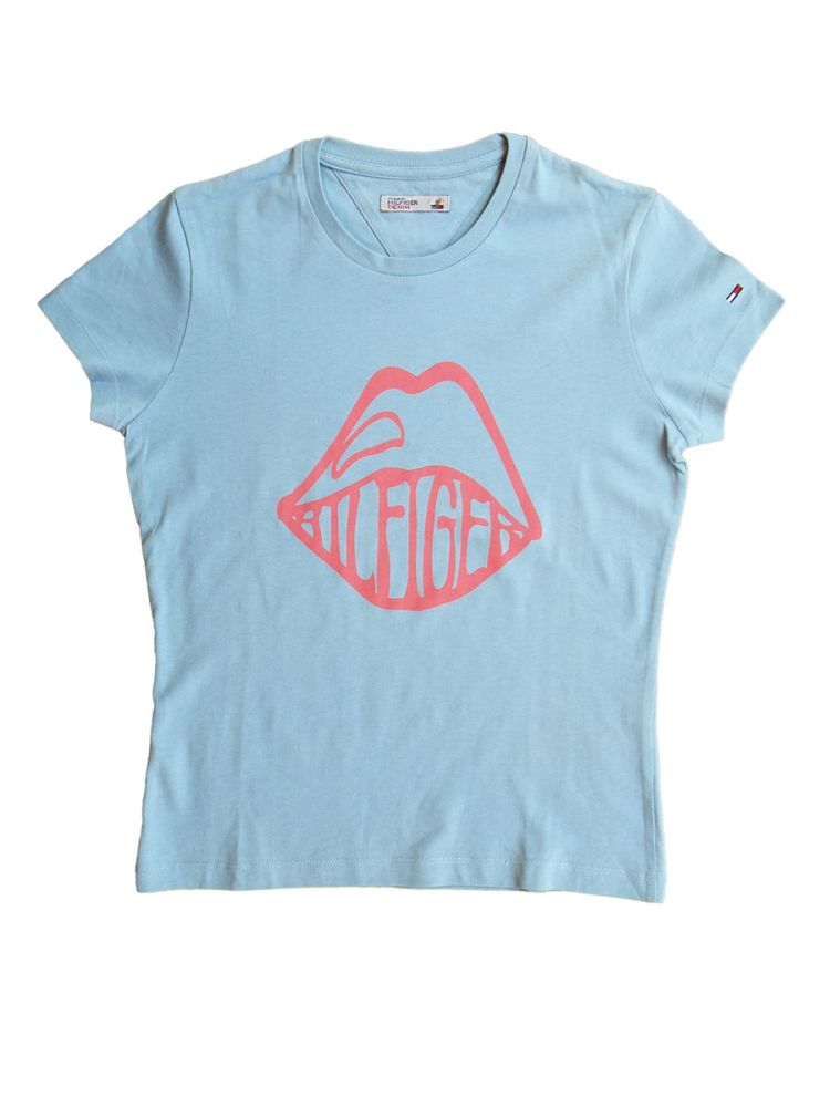 Tommy Hilfiger. Dueblå  t-shirt med abstrakt print