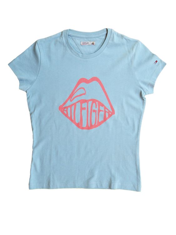 Tommy Hilfiger. Dueblå  t-shirt med abstrakt print