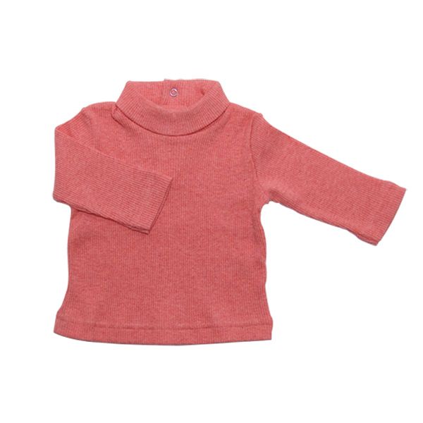 Petit Bateau. Lys orange rib bluse med lille rullekrave