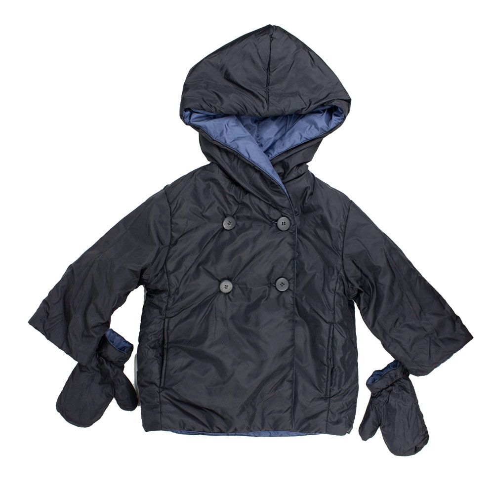 Petit Bateau. Dynejakke vendbar i marineblå - sort