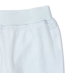 Fixoni. Lyseblå baby velourbuks, udsnit