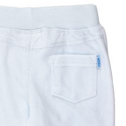 Fixoni. Lyseblå baby velourbuks, udsnit bag