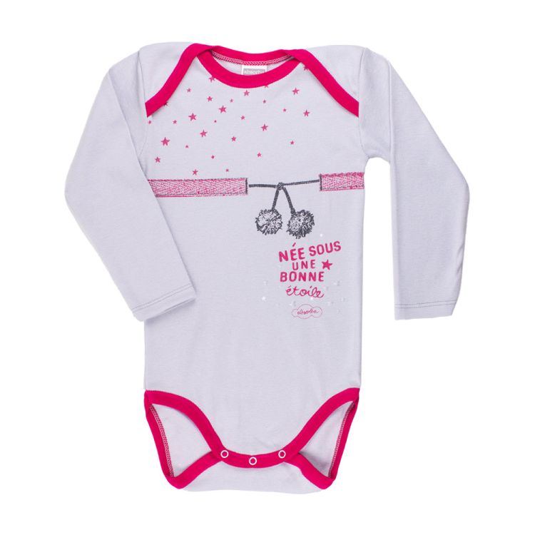 Absorba. Langærmet lysegrå body med stjerneprint