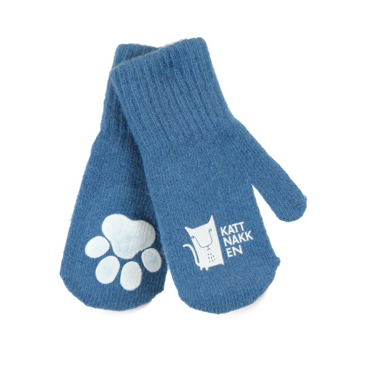 Kattnakken. Fjordblå uldvanter