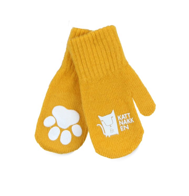 Kattnakken. Okker uldvanter