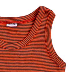 Petit Bateau. Smalstribet undertrøje i rust og marine, udsnit