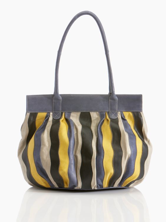 Nova Bags Stor skuldertaske - multistribet i gul og grå
