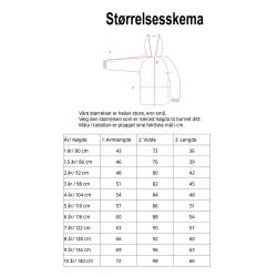Kattnakken - Regnsæt to-delt i farven Lys Bark, Størrelsesskema jakke