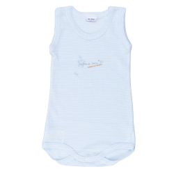 Petit Bateau. Lyseblå - og hvidstribet body uden ærmer
