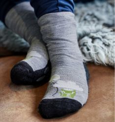 Kattnakken, Uldsokker med Anti-skrid, gråmeleret, nærfoto