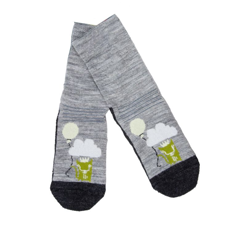 Kattnakken, Uldsokker med Anti-skrid, gråmeleret