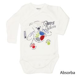 Absorba. Slå-om body i råhvid med blåt bamseprint 