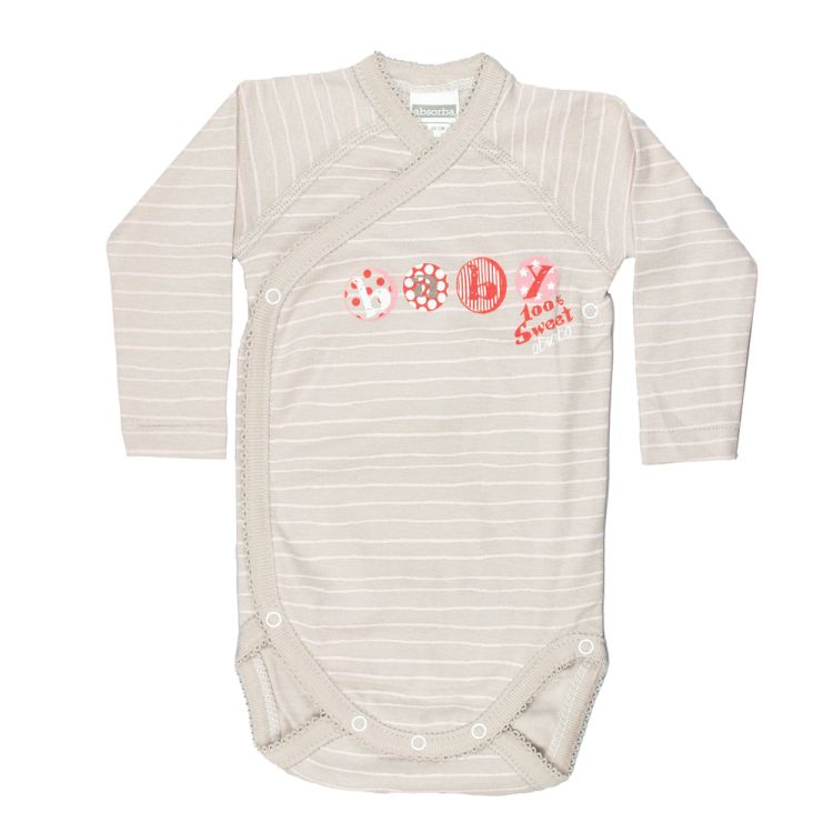 Absorba. Nougatfarvet slå-om body med stribe