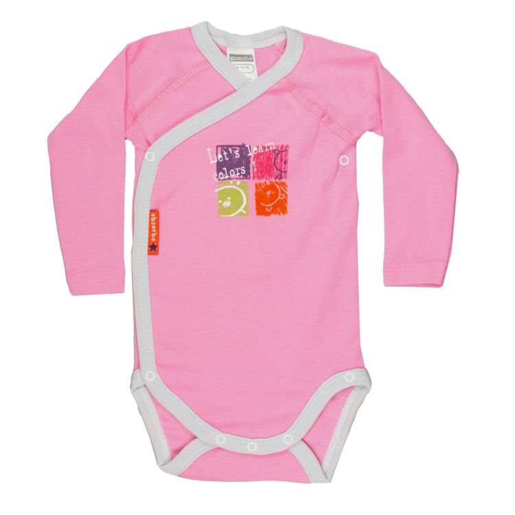 Absorba. Pink slå-om body med lysegrå kanter