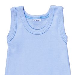 Petit Bateau. Lys blå ensfarvet body uden ærmer, udsnit